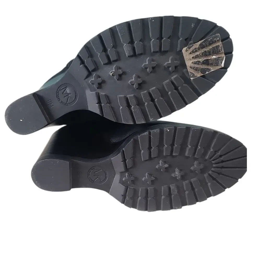 Michael Kors Clara Black Wedge Boots Size 6 GUC 15" Shaft Vachetta Leather - Picture 6 of 9